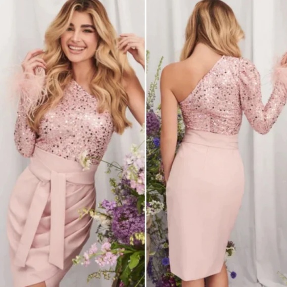 LAVISH ALICE Sequined One Shoulder Dress - Picture 2 of 12